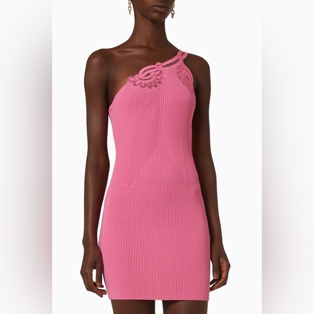 SELF-PORTRAIT One Shoulder Knit Pink Mini Dress Size Small NWT